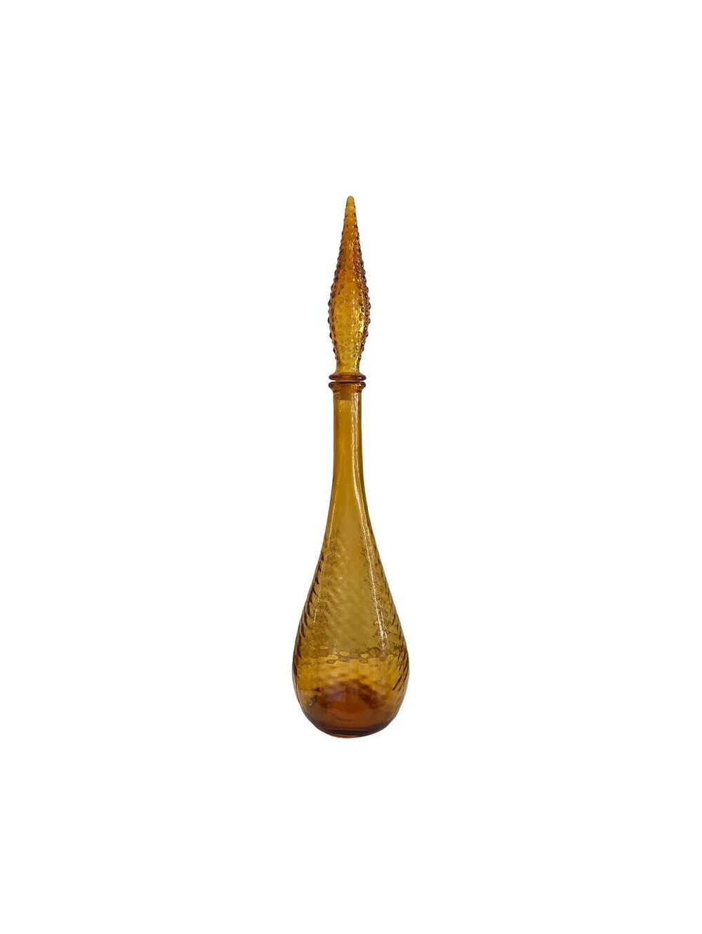 Vintage Rare Mid Century Amber Glass Empoli Genie Decanter 22” Italy MCM Glass